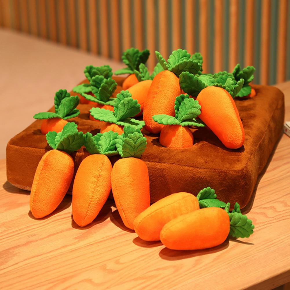 Plush Pull Out Dog Carrot Toy