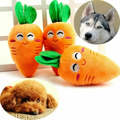 Plush Squeaky Carrot Dog Toy