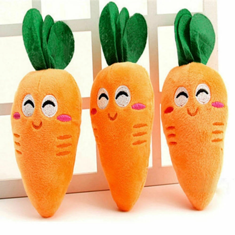 Plush Squeaky Carrot Dog Toy