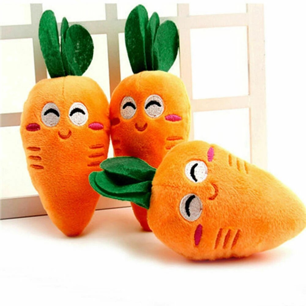 Plush Squeaky Carrot Dog Toy