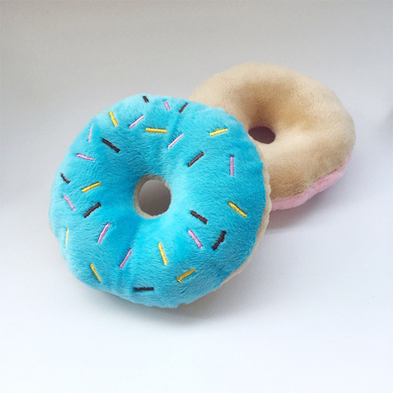 Plush Squeaky Donut Dog Toy