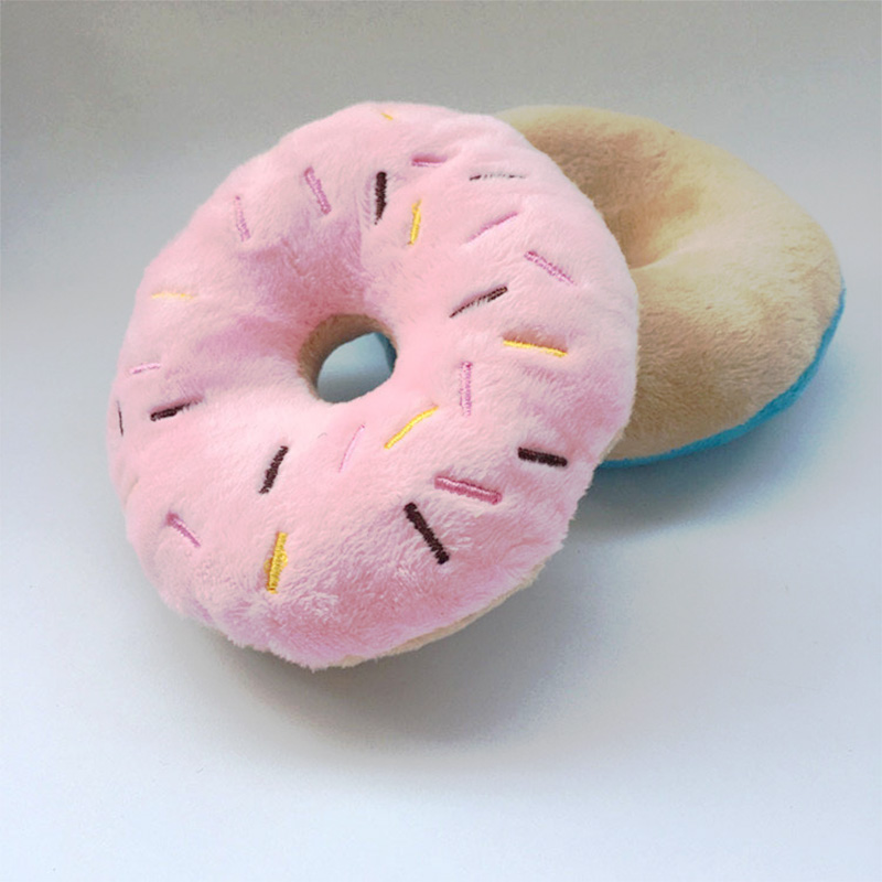Plush Squeaky Donut Dog Toy