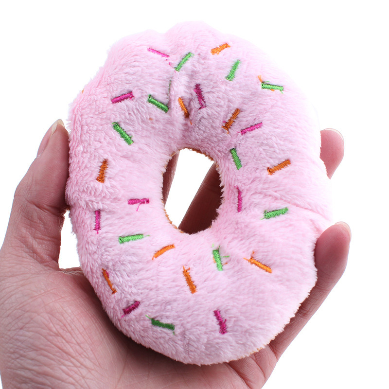 Plush Squeaky Donut Dog Toy