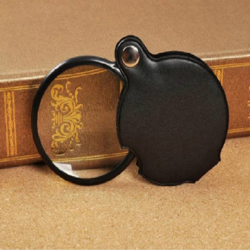 Pocket Magnifying Glass with Leather Pouch
