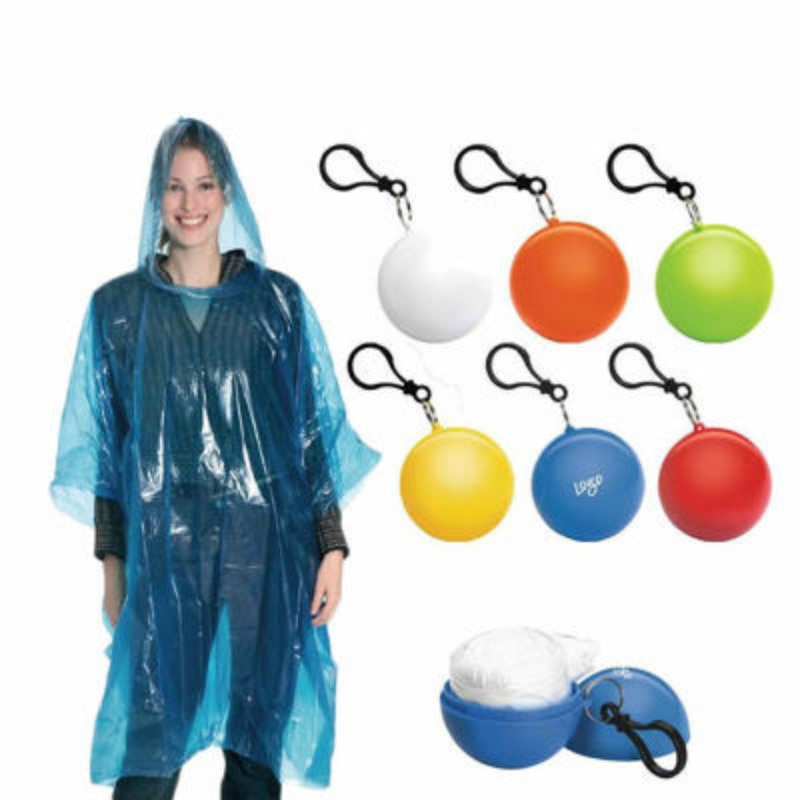 Pocket Raincoat with Ball Keychain Container Pocket Raincoat with Ball Keychain Container