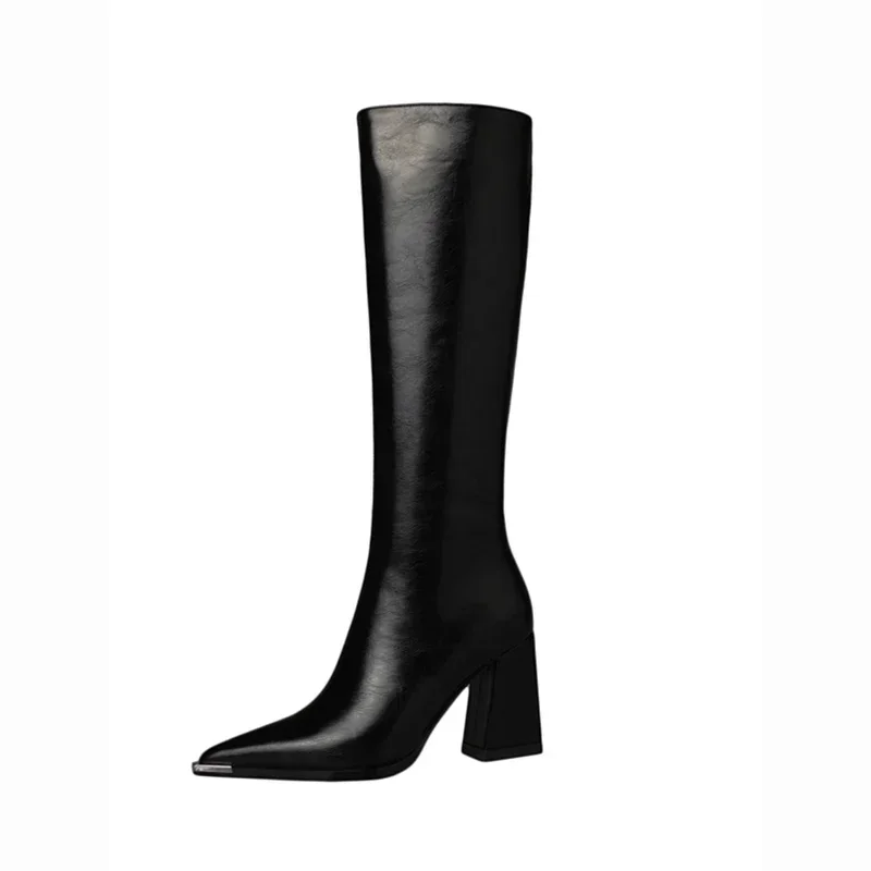 Pointed Toe Women High Boots Fashion Side Zippers Long Booties Ladies Elegant Party High Heel Shoes Winter Women's