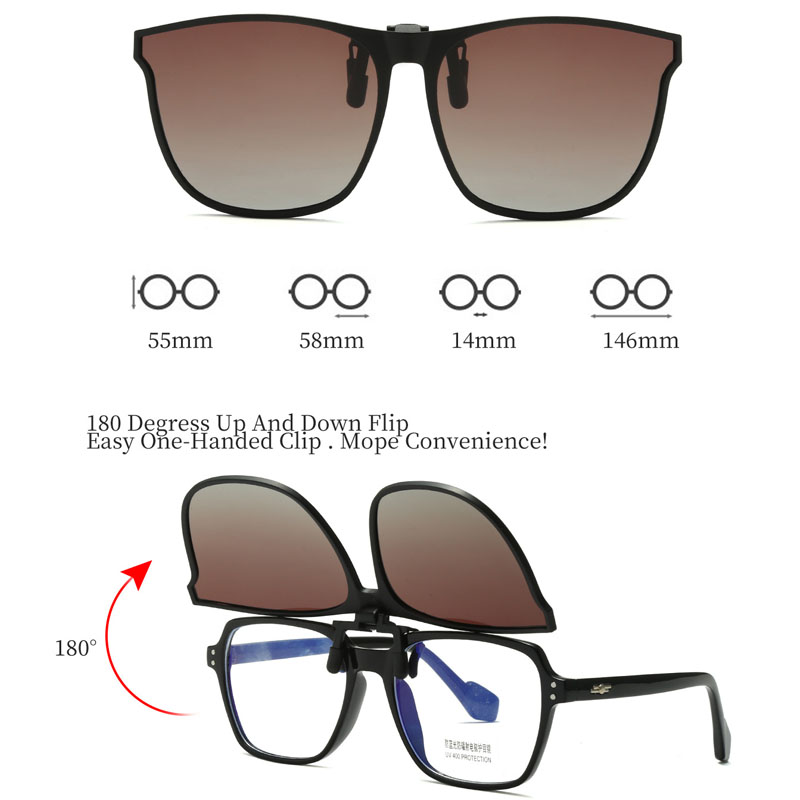 Polarized Clip On Sunglasses Men Photochromic Car Driver Goggles Night Vision Glasses Anti Glare Vintage Square Glasses