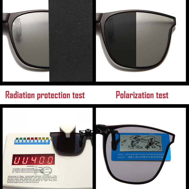 Polarized Clip On Sunglasses Men Photochromic Car Driver Goggles Night Vision Glasses Anti Glare Vintage Square Glasses