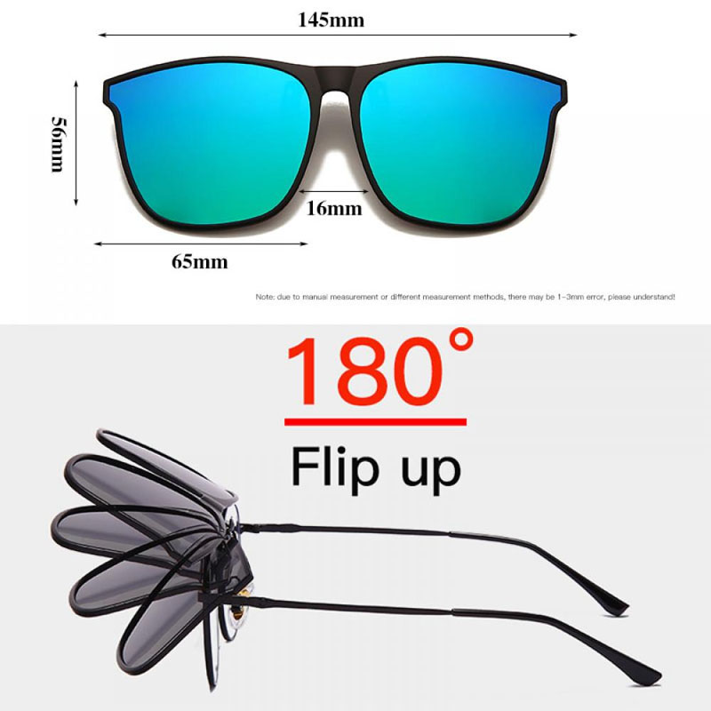 Polarized Clip On Sunglasses Men Photochromic Car Driver Goggles Night Vision Glasses Anti Glare Vintage Square Glasses