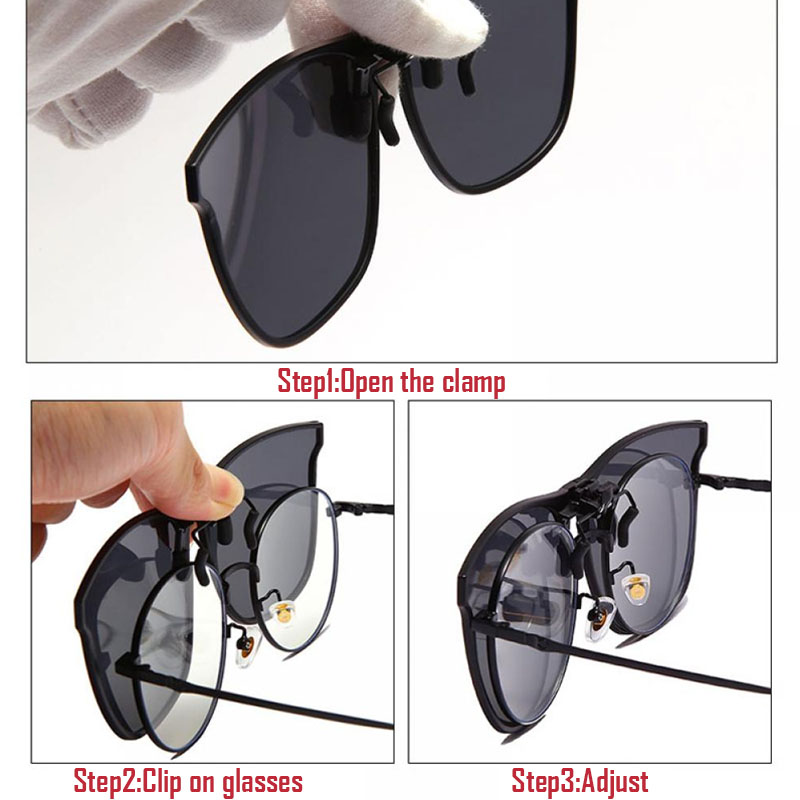 Polarized Clip On Sunglasses Men Photochromic Car Driver Goggles Night Vision Glasses Anti Glare Vintage Square Glasses