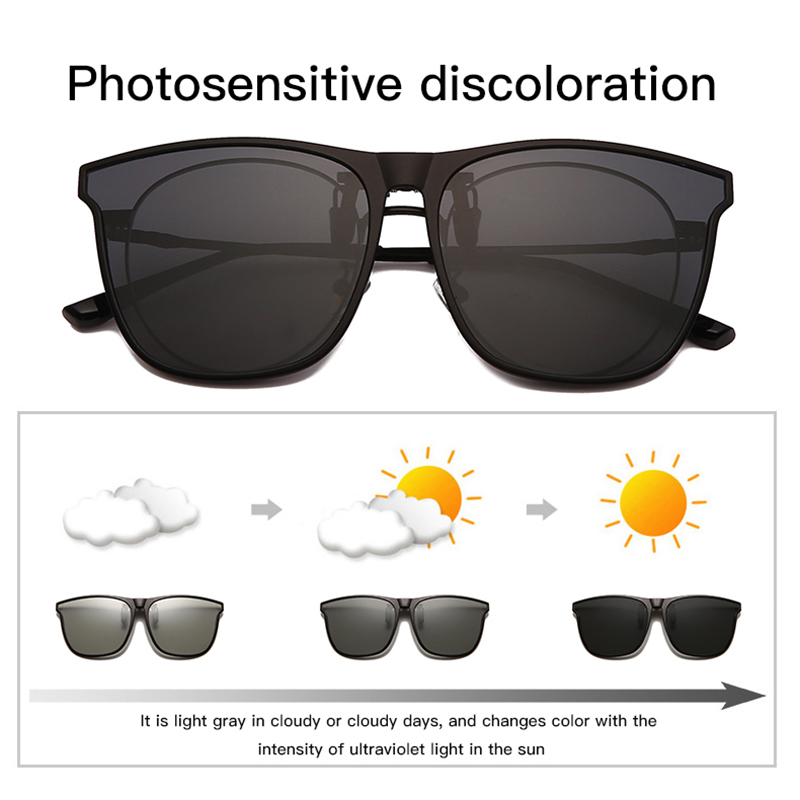 Polarized Clip On Sunglasses Men Photochromic Car Driver Goggles Night Vision Glasses Anti Glare Vintage Square Glasses