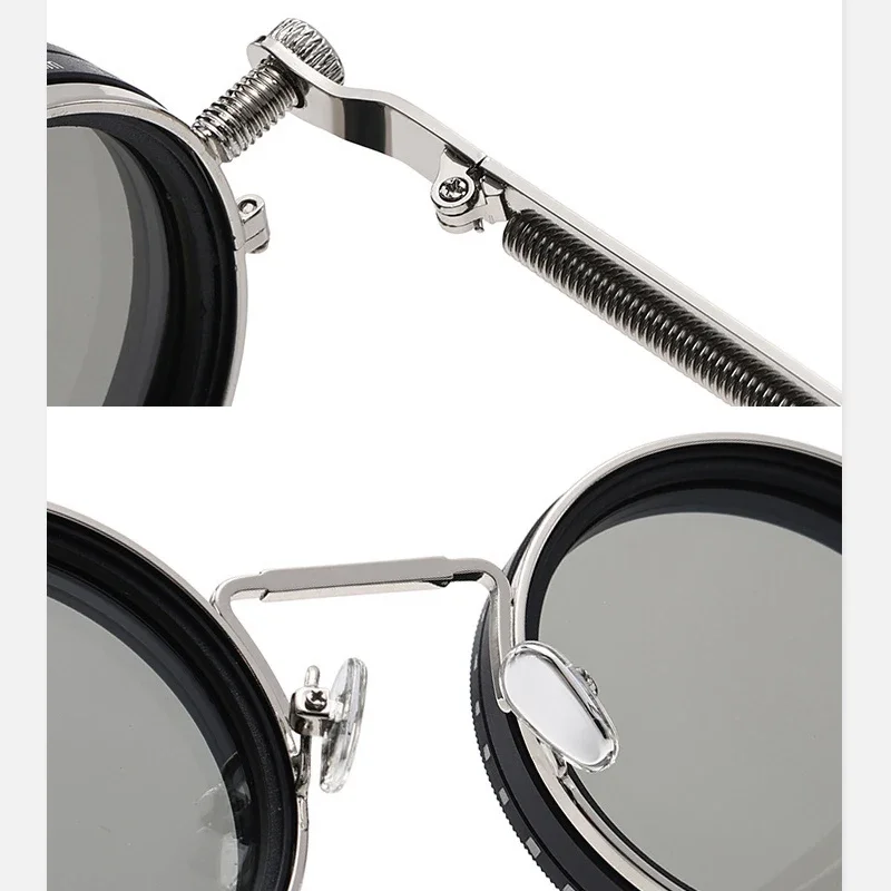 Polarized Round Sunglasses Men ND9 Adjustable Dimming Sun Glasses Women Retro Punk Fishing Eyeglasses Outdoor Shades