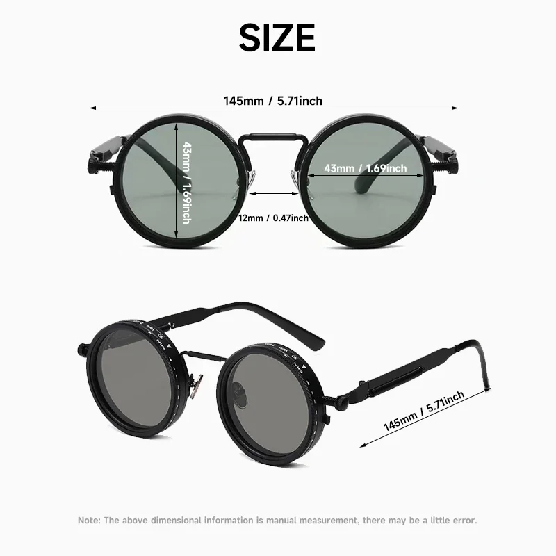 Polarized Round Sunglasses Men ND9 Adjustable Dimming Sun Glasses Women Retro Punk Fishing Eyeglasses Outdoor Shades