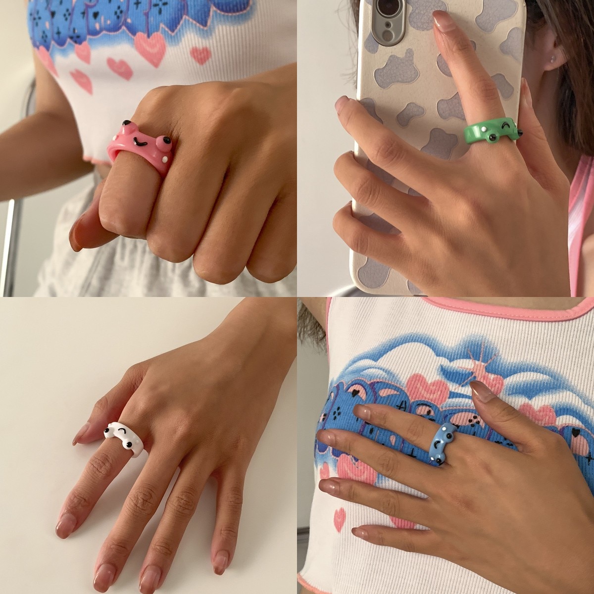 Polymer Clay Frog Ring Fashion Jewelry Polymer Clay Frog Ring Fashion Jewelry