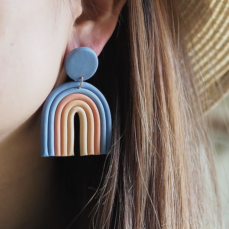Polymer Rainbow Clay Earrings (1 Pair) Polymer Rainbow Clay Earrings (1 Pair)
