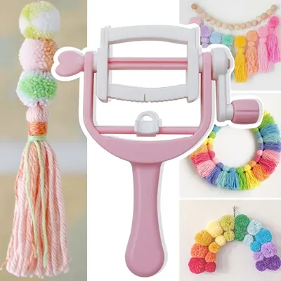 Pom Maker, Handheld Fringe Tool, DIY Yarn Ball Winder, Mini Tassel Craft Kit with Hand Crank Pom Maker, Handheld Fringe Tool, DIY Yarn Ball Winder, Mini Tassel Craft Kit with Hand Crank