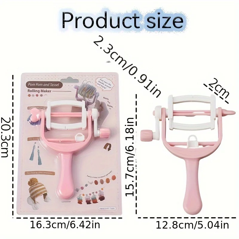 Pom Maker, Handheld Fringe Tool, DIY Yarn Ball Winder, Mini Tassel Craft Kit with Hand Crank Pom Maker, Handheld Fringe Tool, DIY Yarn Ball Winder, Mini Tassel Craft Kit with Hand Crank