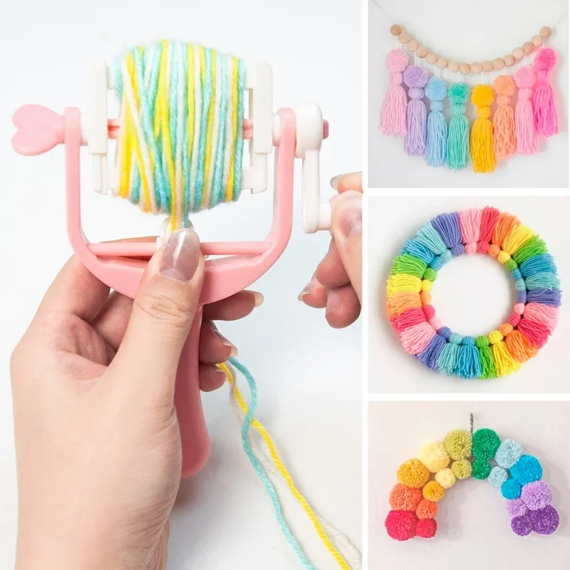 Pom Maker, Handheld Fringe Tool, DIY Yarn Ball Winder, Mini Tassel Craft Kit with Hand Crank Pom Maker, Handheld Fringe Tool, DIY Yarn Ball Winder, Mini Tassel Craft Kit with Hand Crank