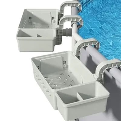 Poolside Storage Baskets with Cup Holders Fit 3-Inch Or Smaller Top Rails Above Ground Pool Basket for Most Above