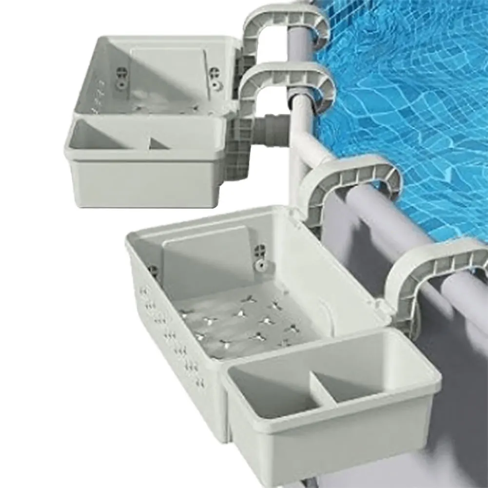 Poolside Storage Baskets with Cup Holders Fit 3-Inch Or Smaller Top Rails Above Ground Pool Basket for Most Above