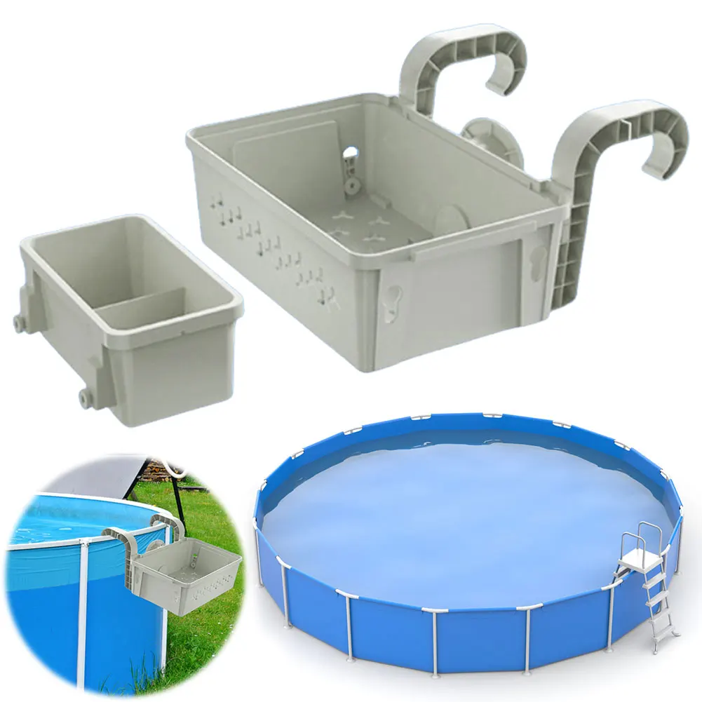 Poolside Storage Baskets with Cup Holders Fit 3-Inch Or Smaller Top Rails Above Ground Pool Basket for Most Above