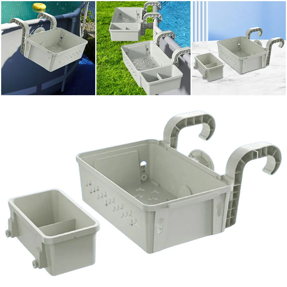 Poolside Storage Baskets with Cup Holders Fit 3-Inch Or Smaller Top Rails Above Ground Pool Basket for Most Above