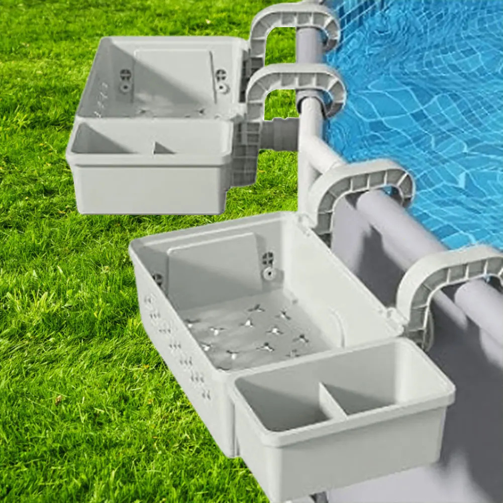 Poolside Storage Baskets with Cup Holders Fit 3-Inch Or Smaller Top Rails Above Ground Pool Basket for Most Above