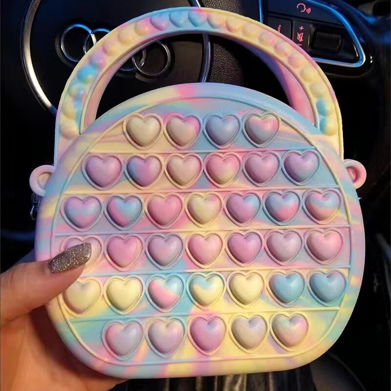 Pop Purse Silicone Sensory Push Pop Bubble Bag Crossbody Bag Antistress Toys Reliver Autism Handbag Coin Pouch for Kids