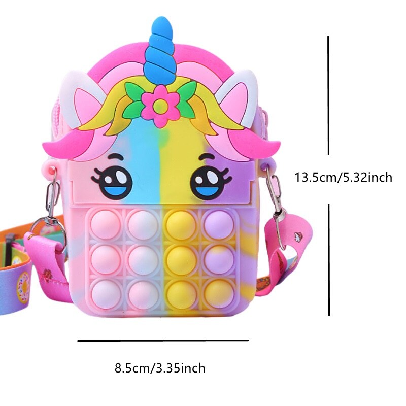 Pop Purse Silicone Sensory Push Pop Bubble Bag Crossbody Bag Antistress Toys Reliver Autism Handbag Coin Pouch for Kids