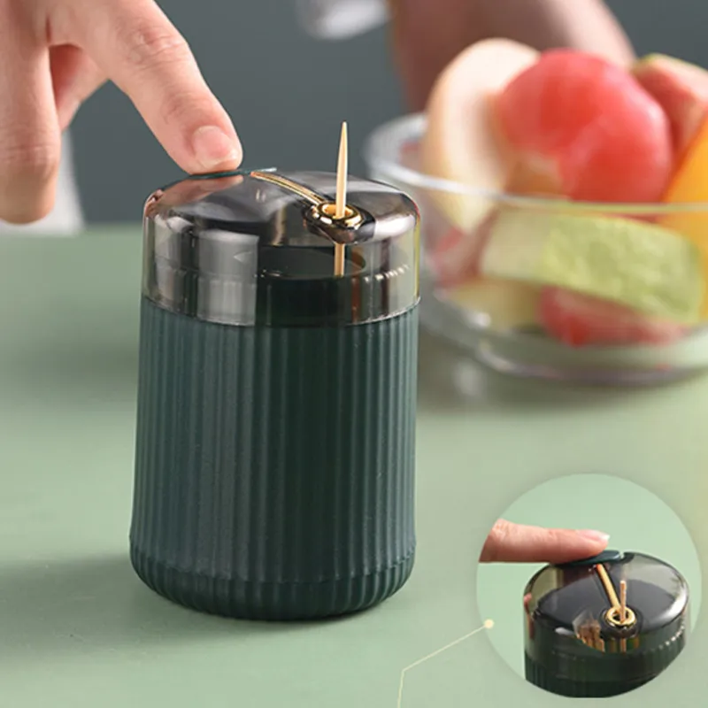Pop-up Automatic Toothpick Dispenser Portable Plastic Toothpick Holder Container Creative Press Toothpick Storage Box