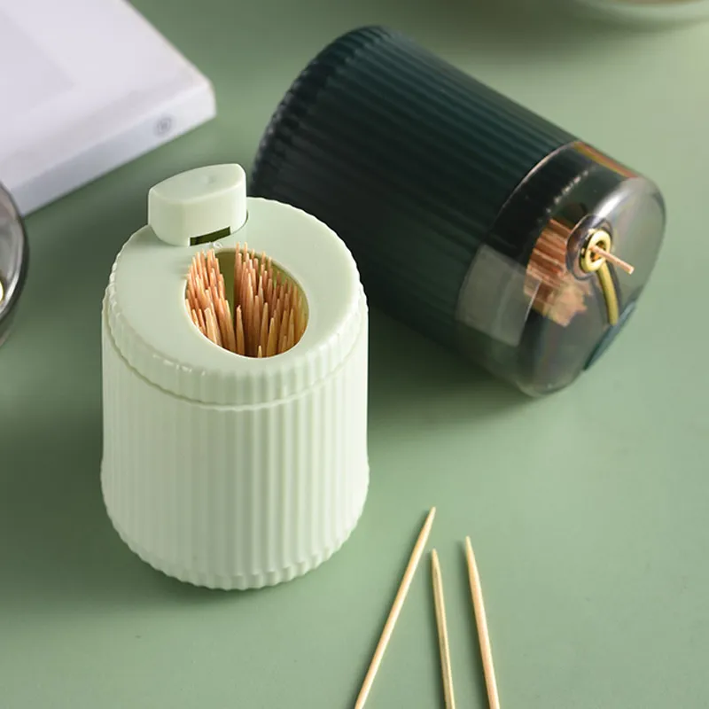 Pop-up Automatic Toothpick Dispenser Portable Plastic Toothpick Holder Container Creative Press Toothpick Storage Box