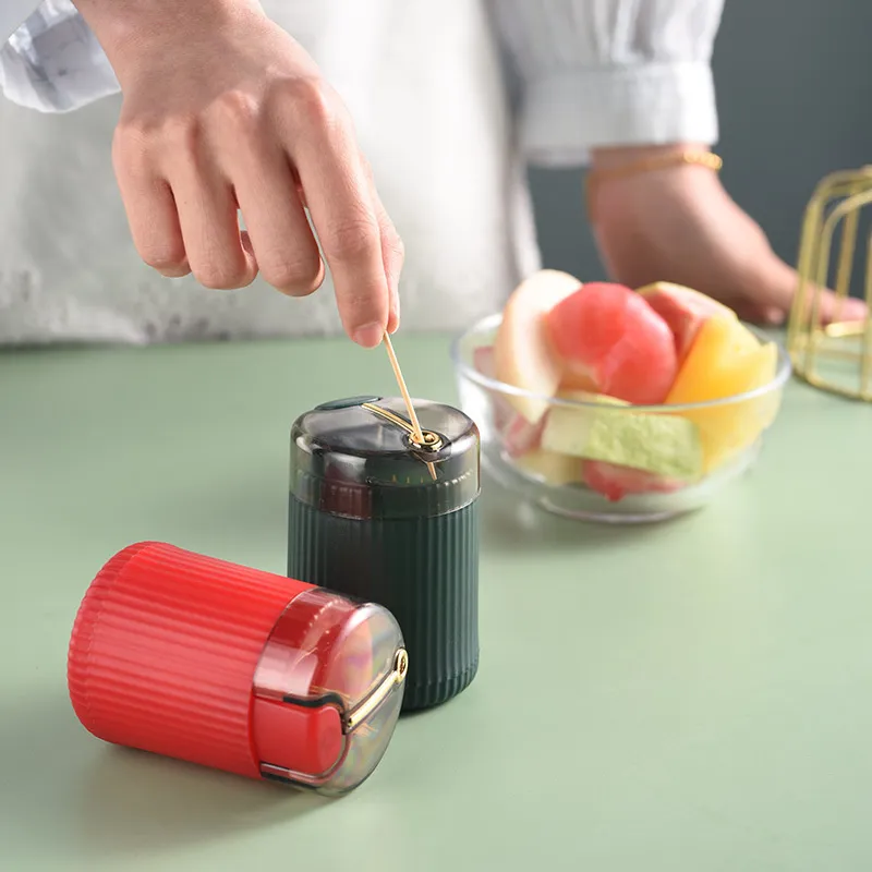Pop-up Automatic Toothpick Dispenser Portable Plastic Toothpick Holder Container Creative Press Toothpick Storage Box