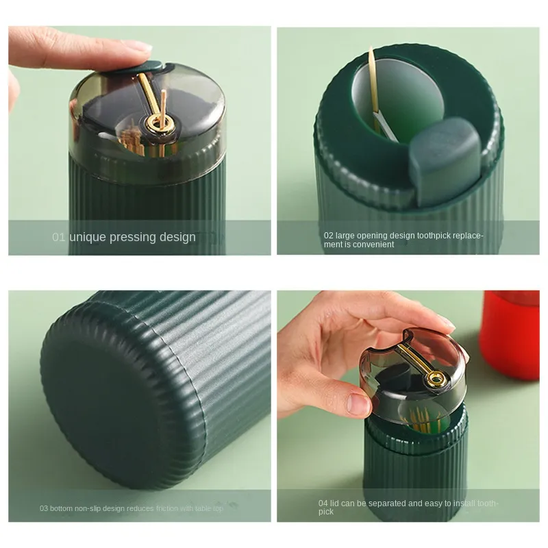 Pop-up Automatic Toothpick Dispenser Portable Plastic Toothpick Holder Container Creative Press Toothpick Storage Box