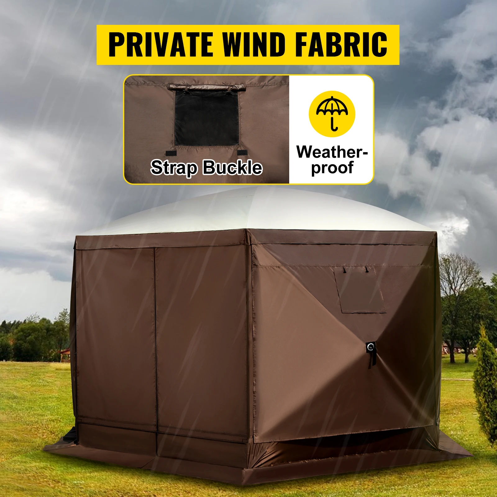 Pop-up Camping Gazebo Camping Canopy Shelter 6 Sided 12′ x 12′ / 10′ x 10′ Sun Shade Tents & Canopies Camping & Hiking