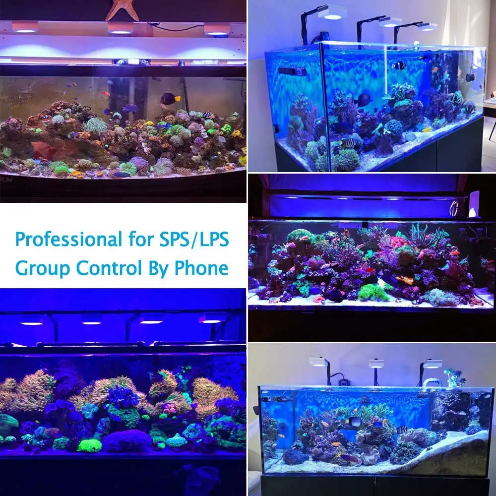 PopBloom RL90 WiFi Led Aquarium Light Full Spectrum, Reef Light Aquarium Saltwater Coral Growing Marine Aquarium Tank