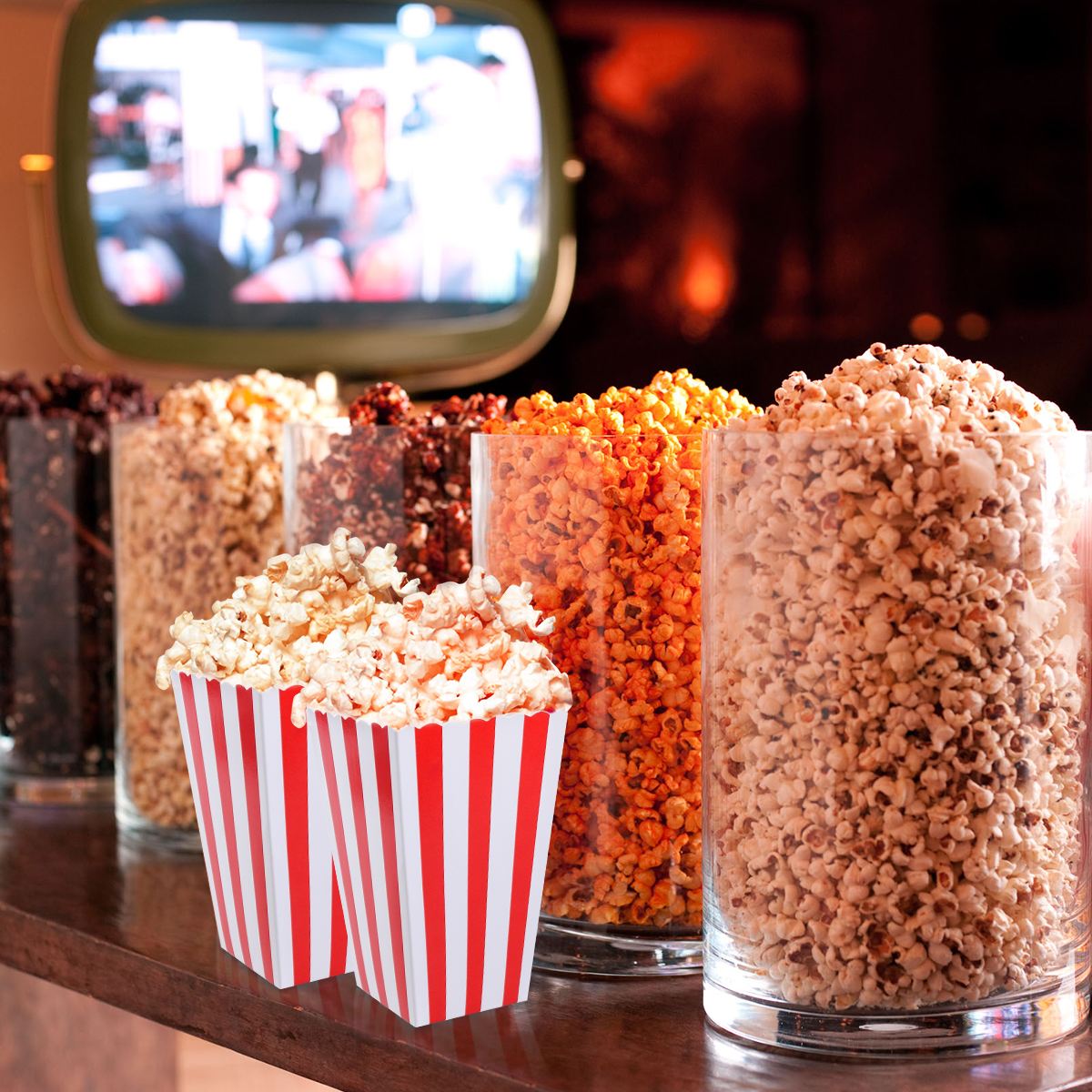 Popcorn Paper Bags Popcorn Boxes (24Pcs)