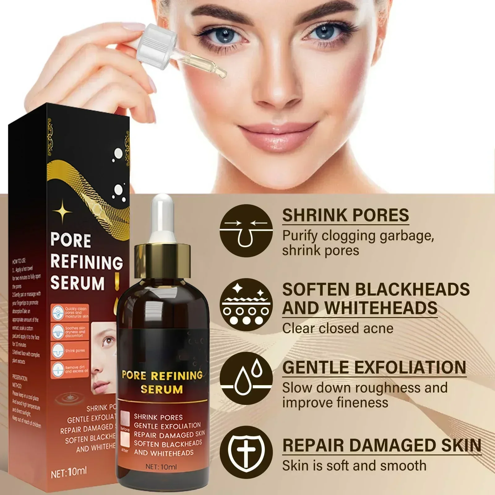 Pore Shrink Face Serum Remove Blackheads Acne Acidity Oil Control Repair Essence Moisturizing Nourish Pores Firming