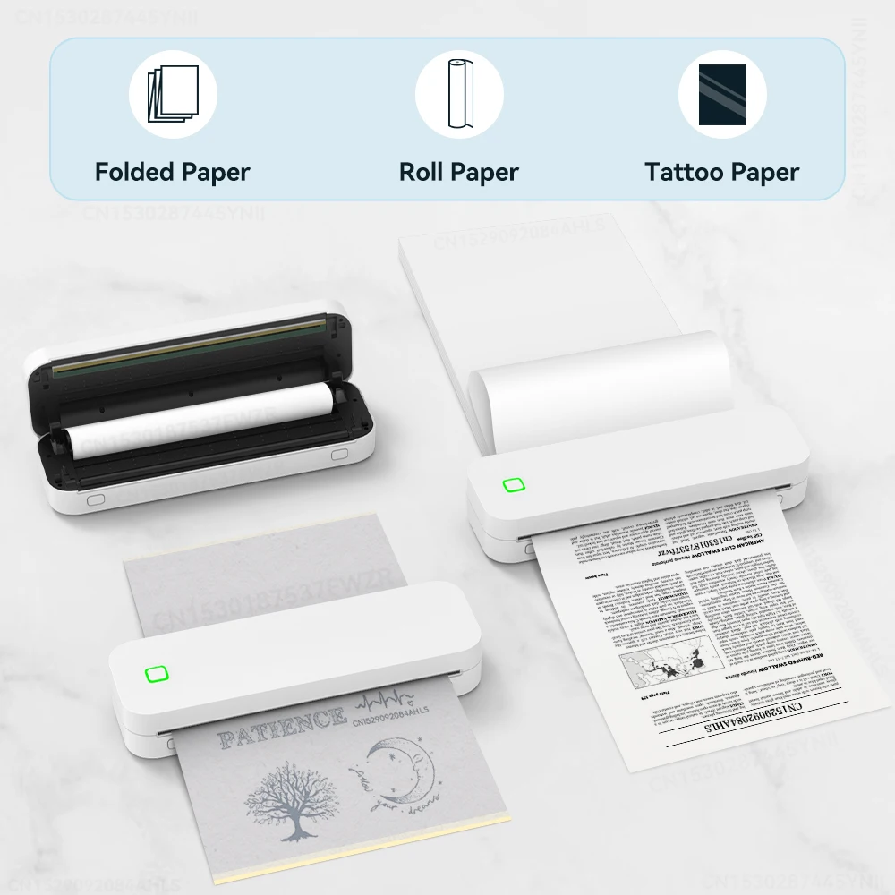 Portable A4 Thermal Printer Inkless Bluetooth Photo PDF Document Printer Memo Note Tattoo Print Wireless Tattoo Stencil Portable A4 Thermal Printer Inkless Bluetooth Photo PDF Document Printer Memo Note Tattoo Print Wireless Tattoo Stencil