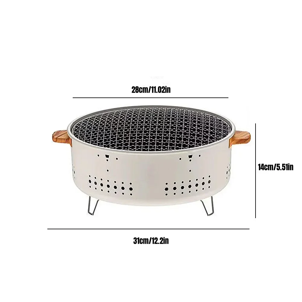 Portable Barbecue Grill Korean Charcoal Stove Stainless Steel Split BBQ Stove Round Non-stick Barbecue Rack For Outdoor