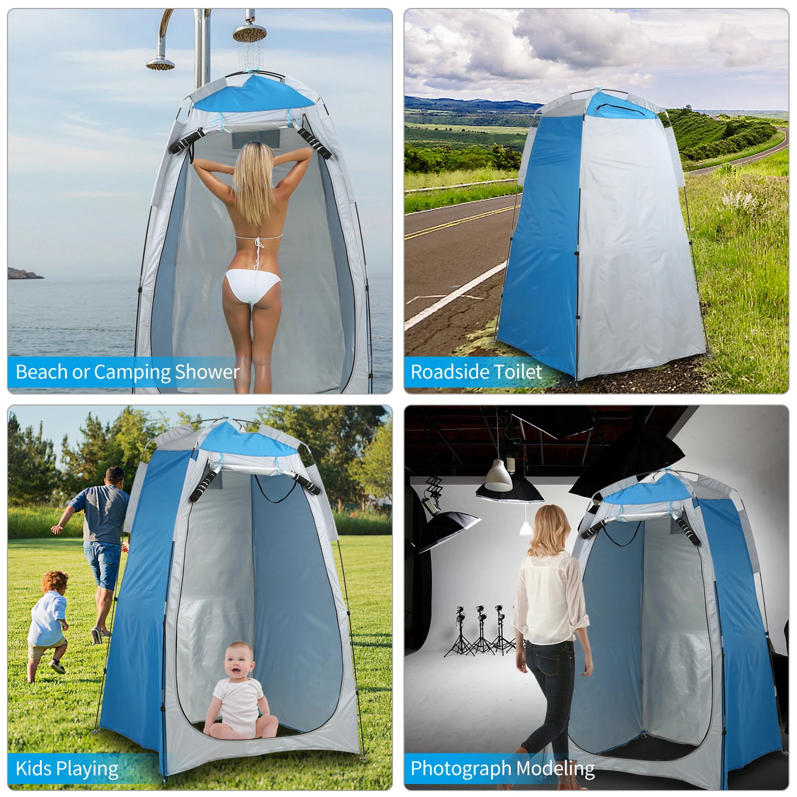 Portable Beach Shower Toilet Changing Tent Sun Rain Shelter Privacy Shelter Tent with Window for Outdoor Camping