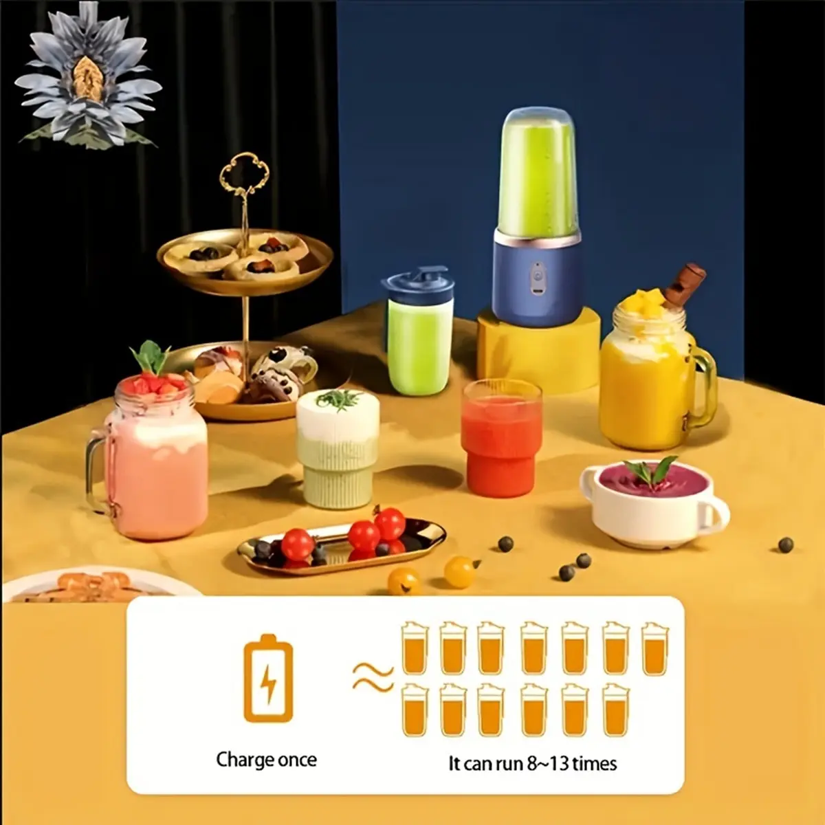 Portable Blender Bottle Electric 6 Blades Multifunction Juice Blender Fresh Juice Smoothie Blender Ice CrushCup Food