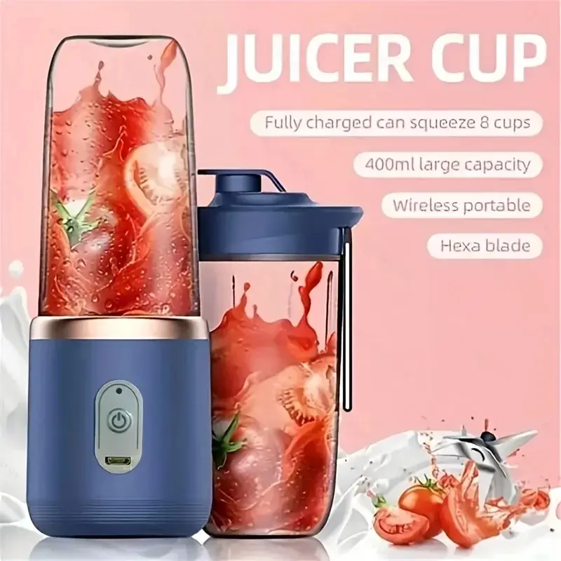 Portable Blender Bottle Electric 6 Blades Multifunction Juice Blender Fresh Juice Smoothie Blender Ice CrushCup Food