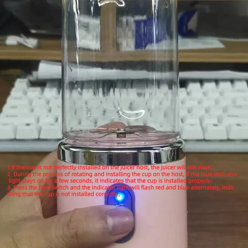 Portable Blender Bottle Electric 6 Blades Multifunction Juice Blender Fresh Juice Smoothie Blender Ice CrushCup Food