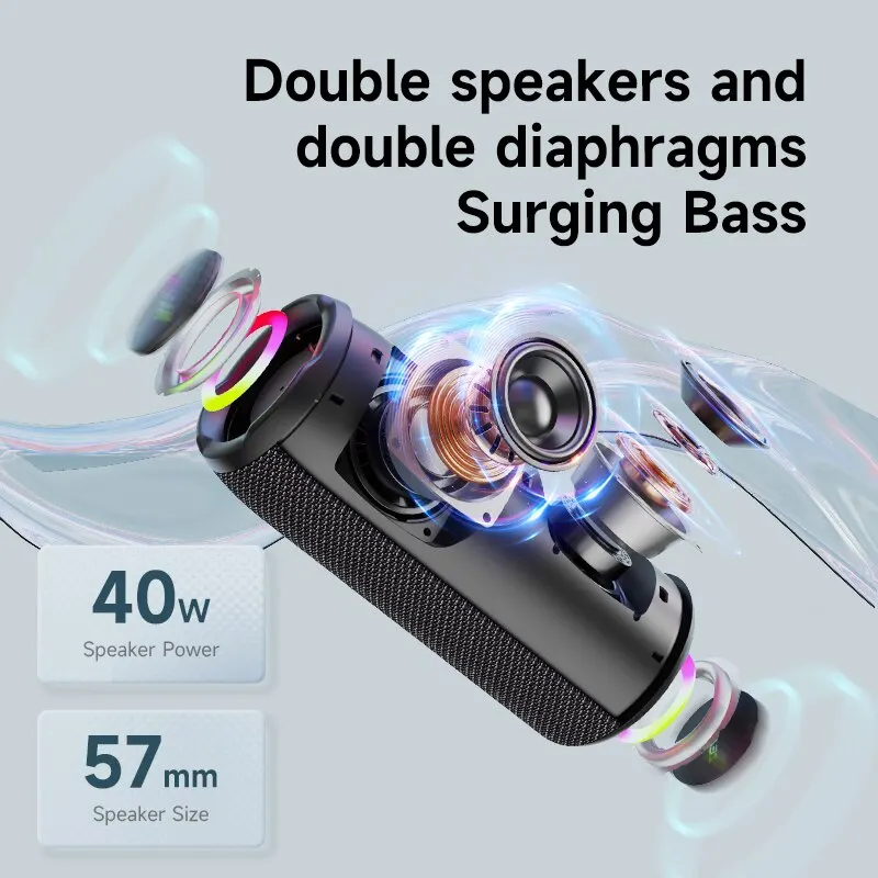 Portable Bluetooth Speaker 20W IPX6 Waterproof Powerful Sound Box Bass Boost Dual Pairing True Wireless Speaker Portable Bluetooth Speaker 20W IPX6 Waterproof Powerful Sound Box Bass Boost Dual Pairing True Wireless Speaker