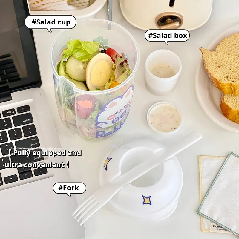 Portable Bottle Salad Container Bottle-Shaped Bento Salad Bowl For Lunch Salad Box With Fork Salad Bowl