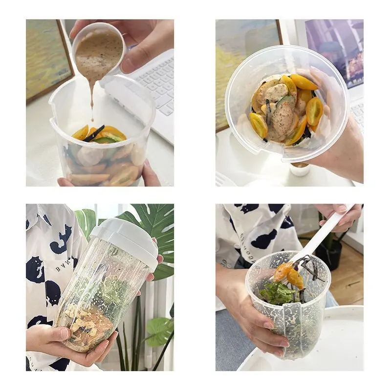 Portable Bottle Salad Container Bottle-Shaped Bento Salad Bowl For Lunch Salad Box With Fork Salad Bowl