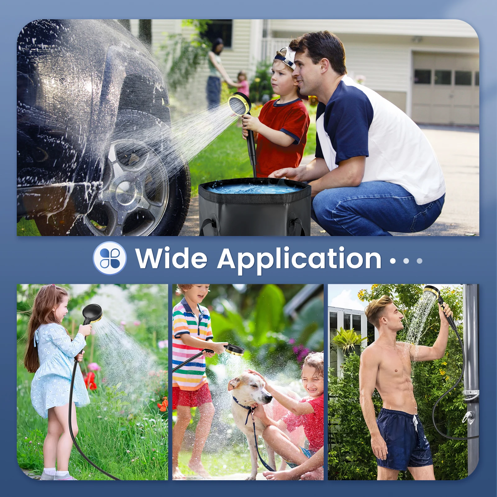 Portable Camping Shower with Rechargeable Pump 7800mAh Outdoor Shower Kit 20L Foldable Bag for Travel, Garden and Car