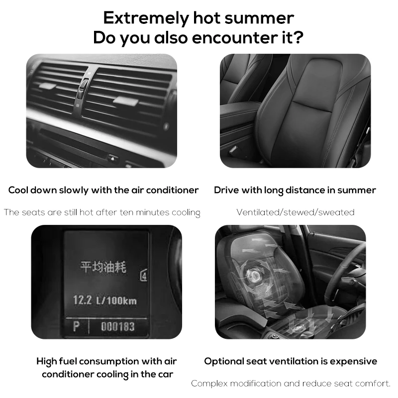 Portable Car Seat Fan for Front Rear Seat Passenge USB Powered Car Headrest Cooling Air Fan Adjustable Strap Car
