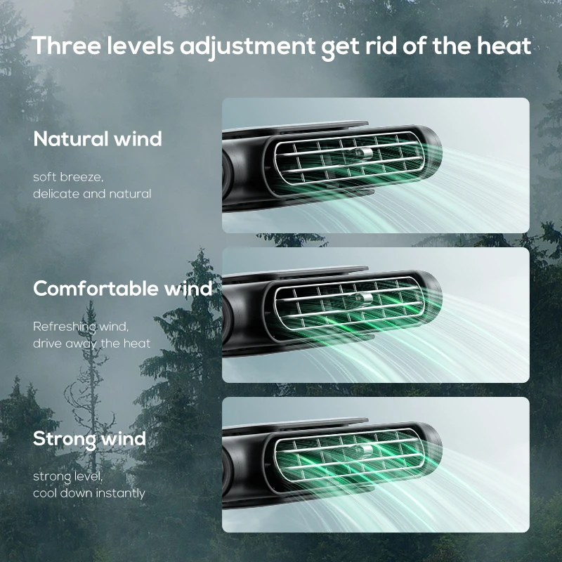 Portable Car Seat Fan for Front Rear Seat Passenge USB Powered Car Headrest Cooling Air Fan Adjustable Strap Car