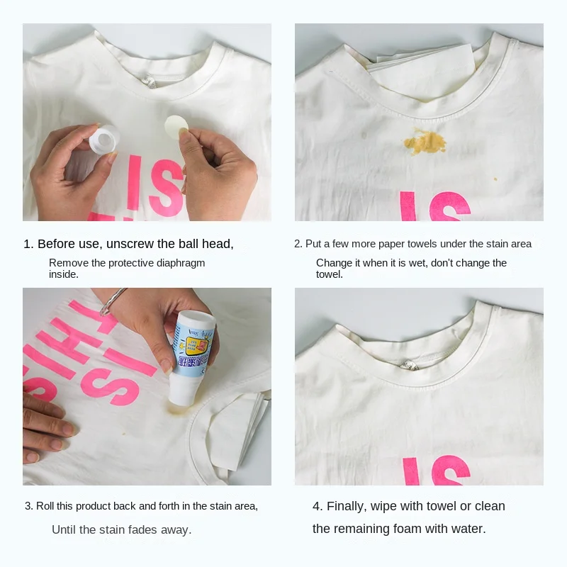 Portable Clothes Rolling Bead Stain Remover Emergency Stain Magic No-wash Portable Fast Stain Removing Clear Liquid 50ML
